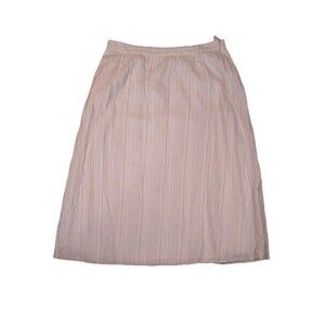Talbots Striped Linen Cotton Midi Skirt Size 16W Fairy Dainty Feminine Natural